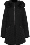 DKNY DKNY WOMAN FAUX FUR-TRIMMED QUILTED SHELL HOODED COAT BLACK,3074457345619953751