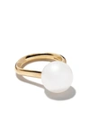 HUM 18KT YELLOW GOLD SILVER LIP PEARL RING