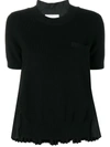 Sacai Pleated Back Knitted Top In Black