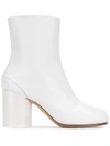 Maison Margiela Tabi 80mm Leather Ankle Boots In White