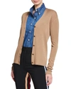 PRADA KNIT V-NECK CASHMERE-SILK CARDIGAN,PROD148562083