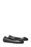 Tory Burch Logo-plaque Leather Ballerina Pumps In Perfect Black
