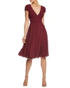 Dress The Population Corey Chiffon Fit & Flare Cocktail Dress In Burgundy
