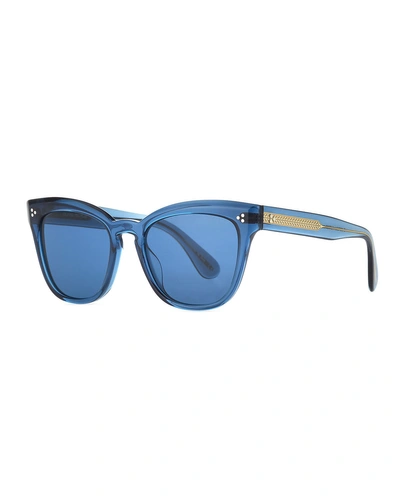 Oliver Peoples Marianela Rounded Acetate Butterfly Sunglasses In Deep Blue