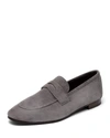 Bougeotte Flaneur Suede Flat Loafers In Gray