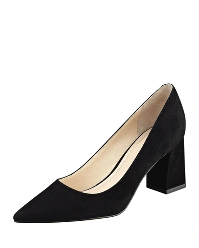 Marc Fisher Ltd Women's Zala Pointed Toe Block Heel Pumps In Black Suede