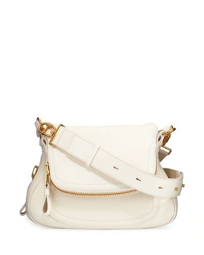 Tom Ford Jennifer Medium Grained Leather Saddle Bag In White