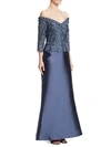 HELEN MORLEY Off-The-Shoulder Lace Bodice Gown