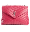 SAINT LAURENT MEDIUM LOULOU CALFSKIN LEATHER SHOULDER BAG - PINK,487216DV726