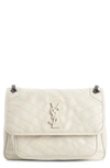Saint Laurent Medium Niki Leather Shoulder Bag In Crema Soft