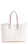Christian Louboutin Cabata Calfskin Leather Tote - White In Snow/ Snow