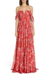 AMUR KYLA OFF THE SHOULDER CHIFFON MAXI DRESS,580570