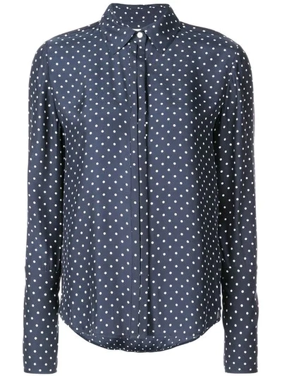 Frame Clean Dot-print Pyjama Button-front Blouse In Navy Multi