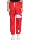 THOM BROWNE RED NYLON PANTS,10803163