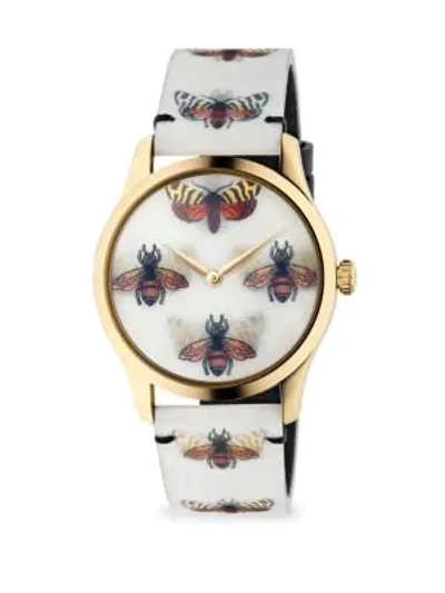 Gucci Women's G-timeless Gold Pvd Case 38mm Bees And Butterfly Hologram Watch In Undefined