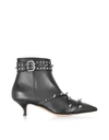 RED VALENTINO RED VALENTINO BLACK LEATHER MID-HEEL ANKLE BOOTS,10803208