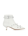 RED VALENTINO RED VALENTINO MILK LEATHER MID-HEEL ANKLE BOOTS,10803209