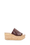 CHLOÉ CAMILLE CROC-EFFECT LEATHER WEDGE MULE,10803567