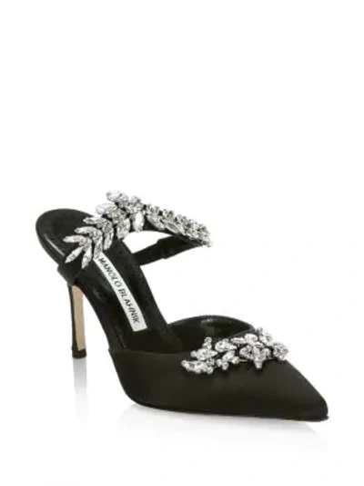 Manolo Blahnik Lurum镶嵌高跟穆勒鞋 - 黑色 In Black