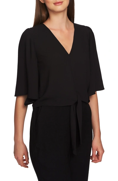 1.state Tie Front V-neck Top In Rich Black