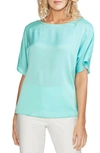 VINCE CAMUTO PLEAT BACK HAMMER SATIN TOP,9129015