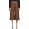 Tibi Stella Leather Cropped Trousers In Chocolate B