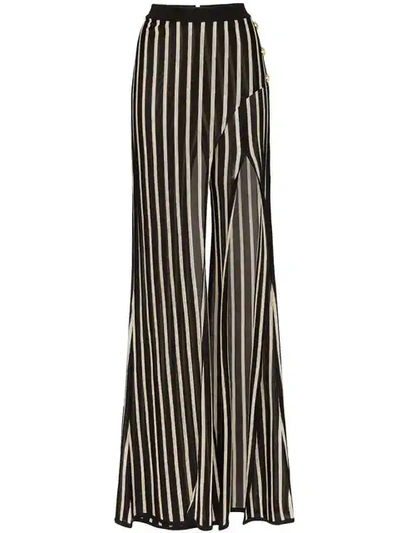 Balmain Stripe Wrap Trousers In 101 - Black
