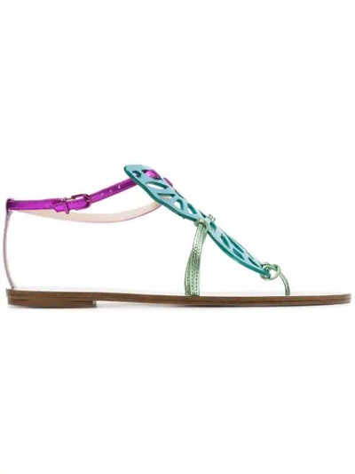 Sophia Webster Multicoloured Bibi Butterfly Flat Metallic Leather Sandals