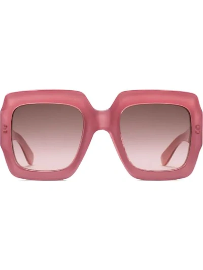 Gucci Chunky Square Frame Sunglasses In Pink
