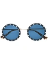 Valentino Crystal Embellished Sunglasses In Blue
