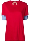 N°21 Nº21 层搭短袖T恤 - 红色