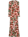 ADRIANA DEGREAS FIORE FLORAL DEEP V-NECK JUMPSUIT