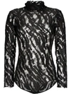 ALEXIA HENTSCH High neck metallic tiger stripe mesh bodysuit