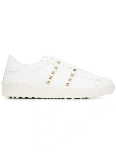 Valentino Garavani Rockstud Untitled White Sneakers With Studs Detailing In Leather Man