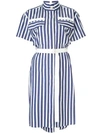 SACAI striped belted shirt dress