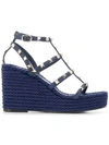 VALENTINO GARAVANI GARAVANI ROCKSTUD TORCHON WEDGE SANDALS