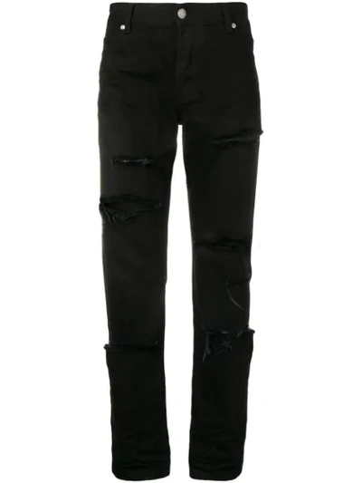 Balmain Distressed Jeans In Black