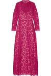VALENTINO VALENTINO WOMAN PLEATED BOW-EMBELLISHED CORDED LACE GOWN FUCHSIA,3074457345617718042