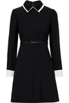 VALENTINO BELTED WOOL AND SILK-BLEND MINI DRESS,3074457345620105361