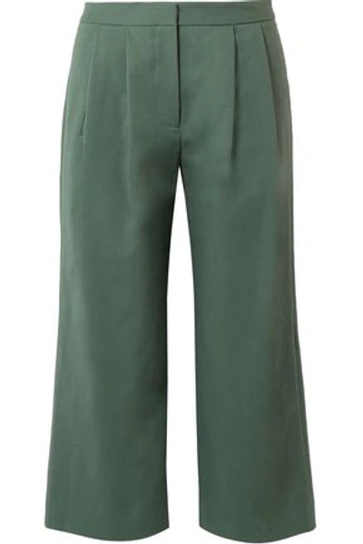 Adam Lippes Woman Straight Leg Trousers Teal In Emerald