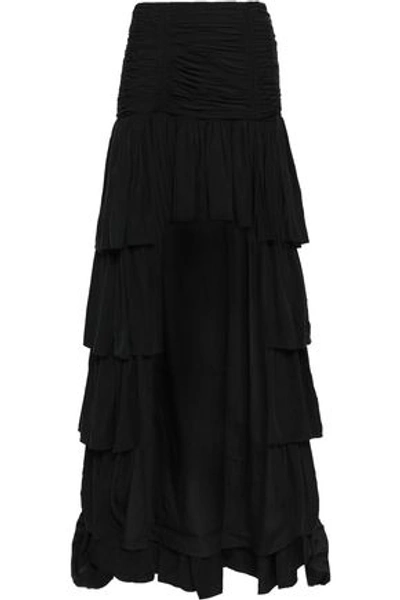 Cinq À Sept Asymmetric Tiered Twill Skirt In Black