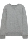 VALENTINO VALENTINO WOMAN STUD-EMBELLISHED FRENCH COTTON-BLEND TERRY SWEATSHIRT grey,3074457345620105333