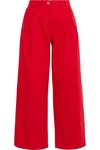 VALENTINO PLEATED HIGH-RISE WIDE-LEG JEANS,3074457345620124655