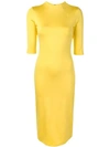 Alice And Olivia Delora Fitted Mock-neck Midi Dress In Yellow