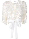 P.a.r.o.s.h Sequin Cropped Jacket In White