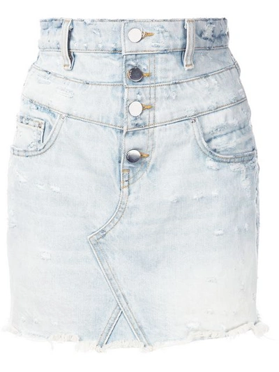 Amiri Distressed Mini Skirt In Blue