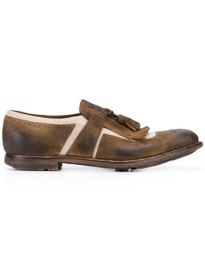 Church's Shanghai Brown Suede And Linen Loafer In Light Brown