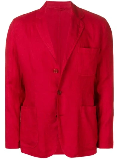 Aspesi Single Breasted Blazer In Red