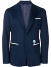 Prada Logo Single-breasted Blazer In Blue