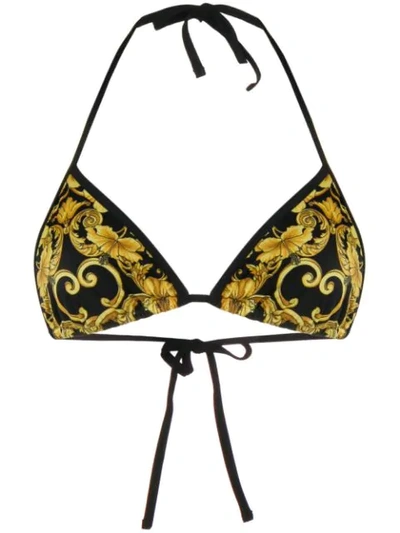 Versace Baroque Print Triangle Bikini - 黑色 In A732d Black Gold
